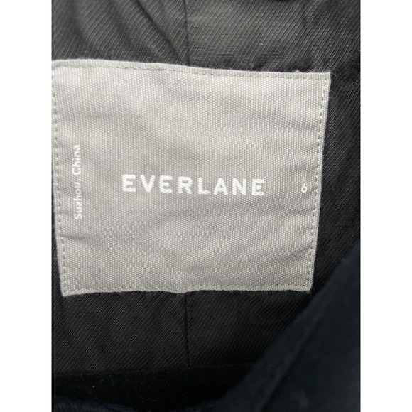 Everlane Trench Coat Women 6 Black Cotton Twill Classic Preppy - Picture 3 of 5